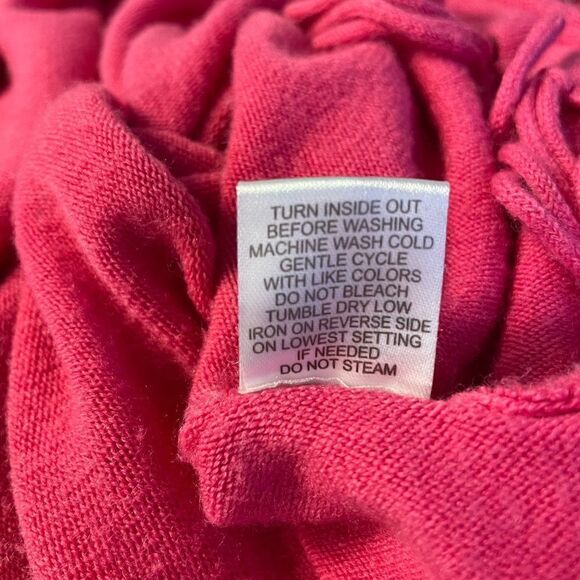 NY Collection Sweater Cowl Neck Fringe Tunic Pink M - Picture 8 of 8